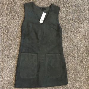 Olive green suede retro dress